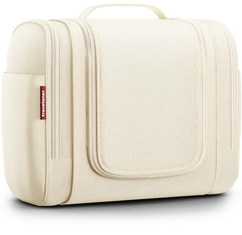 Travelaner XXL Necessär Dam och Herr 9L, Beige | 3-i-1 Hängbar Resenecessär Stor Vattentät Sminkväska, Toalettväska