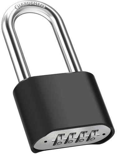 Diyife Heavy Duty Combination Padlocks Outdoor, [Weatherproof] Long Shackle 51.5mm Large 4 Digit Code Padlock with 8mm Thick 304 Stainless Steel Shackle for Garage, Fence, Gate, Shed, Gym, School
