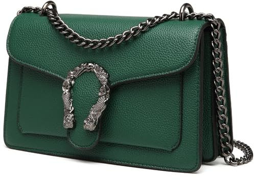 Travistar Kleine Umhängetasche Damen – Handtasche Damen Klein aus Kunstleder, Kette Schulterriemen Tasche Crossbody Bag mit Reißverschluss, Schultertasche für Alltag, Reisen & Geschenk