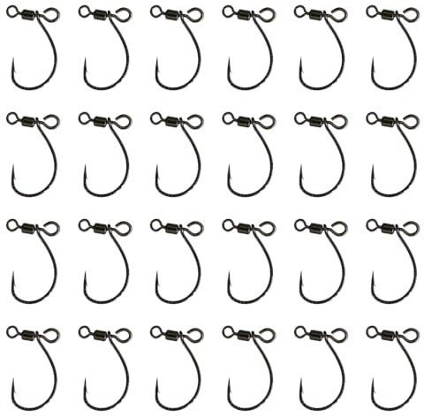 Drop Shot Fishing Hooks, 24Pcs High Carbon Steel Dropshot Swivel Hooks Circle Barbed Fishing Rigs for Catfish, Bass, Trout, Carp, Perch