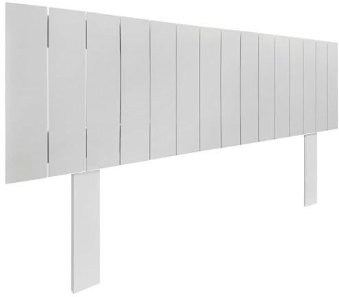 DHOME Cabecero de Madera reciclada DM con Patas Estilo Palet Vertical Cama Palets Herrajes incluidos (Blanco Sólido, 150cm)