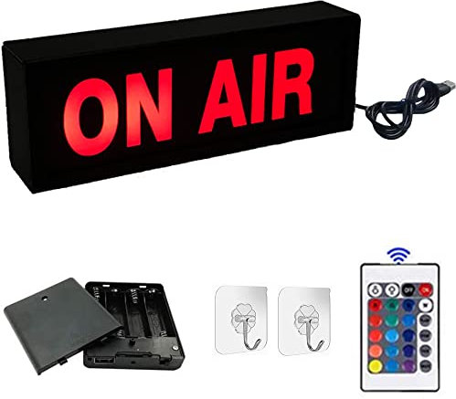 Panel luminoso ON AIR, caja LED de neón suspendida, alimentación por batería o USB, control remoto, gancho, varios modos de iluminación, para estudio de grabación, oficina en casa, podcast,