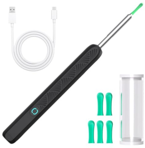 Ericetion Limpiador De Oídos con Cámara, Palillos Inalámbricos para Los Oídos, Otoscopio, Carga USB C, Herramienta De Extracción De Cera De Los Oídos, con Mini Cámara