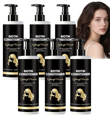 Biotin Conditioner, Haarspülung für dünner werdendes Haar, verdickende & volumengebende Spülung für feines schwaches Haar, leichte Formel mit Farbschutz und Tiefenfeuchtigkeit für Männer Frauen (6pcs)
