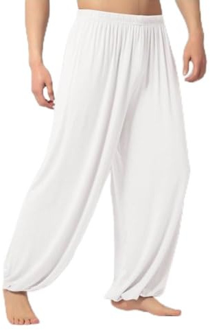 Pantaloni estivi flessibili per Kung Fu per arti marziali, perfetti per Shaolin Wing Chun Pantaloni per il movimento (M, bianco)
