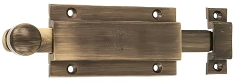 Amig - Pasador de Sobreponer para Puertas Mod.3700 - Pestillo de Seguridad para Colocar Horizontal o Vertical - De Latón con Acabado Cuero - Medidas: 200 x 48 mm - Incluye Tornillos