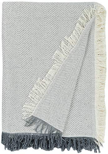 Martina Home Spiga vielseitiger Schal, 80 % Baumwolle, 20 % Polyester, roh/grau 260 Length x 230 Width cm