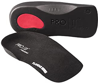 PRO 11 WELLBEING 1 Pair of Slim Fit 3/4 Orthotic Insoles with Heel Pad for Plantar Fasciitis (9/10.5 UK, Black)