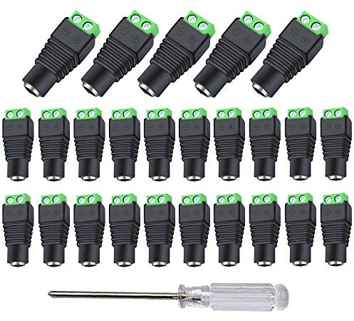 Aiqeer 25 delar 2,1 x 5,5 mm 12V/24V DC strömkontakt honuttag