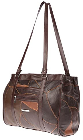 Christian Wippermann Große echt Leder Damen Shopper Schultertasche Umhängetasche Tasche Braun