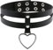 JewelryWe Schmuck Damen Choker Halsband Leder Halskette Gothic Punk Herz Zweischichtig Collier Kette mit Herz Anhänger verstellbare Kragen Halsketten für Frauen Mädchen Schwarz