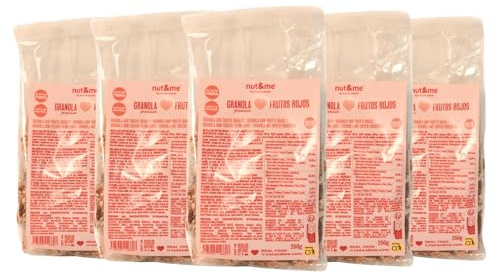 Granola con arándanos 1,25 kg nut&me | Sin azúcares añadidos, sin lactosa | Ingredientes naturales | Sin aditivos | Sin OGM | Vegano | Pack 5 x 250 gr