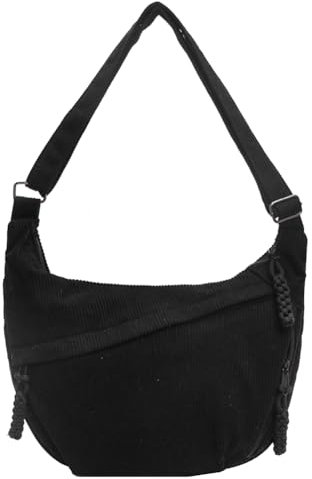 TIAASTAP Groß Umhängetasche Cord Tasche Half Moon Crossbody Bag, Schöne Bauchtasche Damen Cord Hobo Bag Messenger Bag Crossbag Shoulder Bag Women Handtasche Mittelgroß Schultertasche