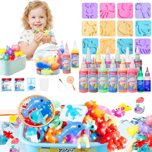 Balakaka 2026 Nuevo Magic Water Elf con 12 Gel de Colores/ 2 Gel de Colores Luminosos, 3D Coloridos Aqua Gelz Creative Set con 12 Molde/Acuario, DIY Creativos Geles Mágicos Regalo para Niños 5 6 7 8 9