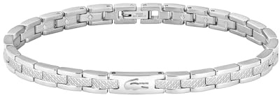 Lacoste Bracciale a Maglie da Donna Collezione METROPOLE in Acciaio Inossidabile con Petit Piqué Inciso - 2040466