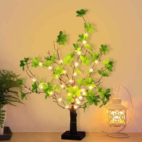 LED Baum Lichter, Frühlingsdeko Lichterbaum mit Timer, 55 cm Künstlicher Baum mit 42 Warmweiß LED Licht, USB/Batteriebetrieben Leuchtbaum mit Verstellbare Äste für Osterdeko, Frühling Deko (A)