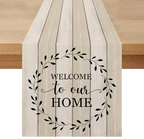 Camino de Mesa Vintage 40 x 140 cm Blanco Camino de Mesa Estilo Bohemio Rústico Marrón Primavera Mantel Decoración para Fiestas, Cenas, Bodas y Uso Diario