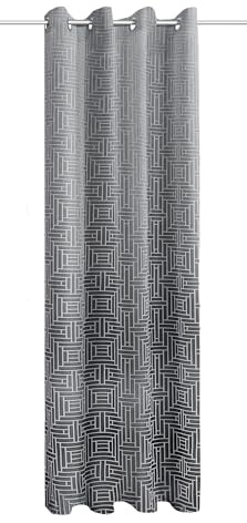 Sehlbach Tenda pronta per l'uso con occhielli, Motivo grafico, Antracite, 135 x 245 cm, Motivo grafico, Opaco, Certificato Oeko-Tex, Facile da fissare, Personalizzabile