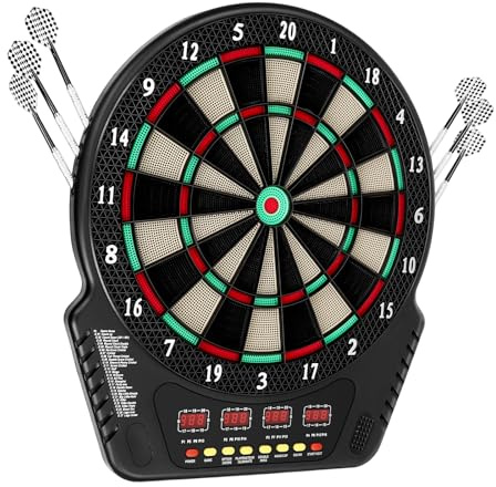 Electronic Dart Board with 27 Games & 243 Modes - 16 Player Smart Scoring Dartboard with LED Display, Voice Prompts & Soft-Tip Darts, Soft Tip Dartboard Set for Family Party Game Night