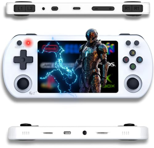 Console de Jeu Portable +15 000 Jeux/Écran Haute résolution Full HD 4 + mémoire 128 Go,Licence Linux 2.0,WiFi, Multiplayer + 4 Rear Triggers R1/L1 R2/L2,Prise Jack + Speakers (Blanc)