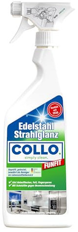 COLLO FUNFIT Edelstahlreiniger & -pflege 500 ml I Starker Küchenreiniger gegen Verschmutzung & Fettlöser I Bringt Edelstahl-Oberflächen auf Hochglanz