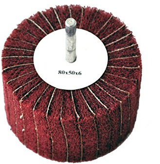 Fächerschleifer mit Vlies-Gewebekombination 80mmx50mm, 6mm Einspannschaft, Körnung: 240 - Schleifmopstift, Lamellenschleifer, Schleifmop Schleifvlies, Lamellenrad mit Schaft.