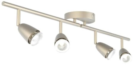 National Lighting Led Celing Lights Rotatable, 4 Way Ceiling Spolights, Satin Silver Finish, for Living Room, Kitchen, Bedroom, GU10 Led Compatible