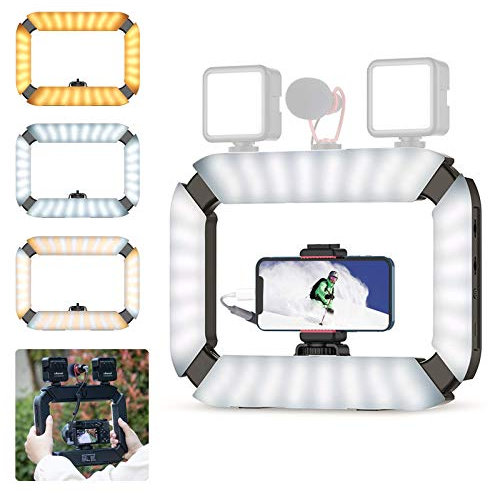 Ulanzi U200 - Lámpara anular de vídeo con Soporte para teléfono y batería Externa integrada