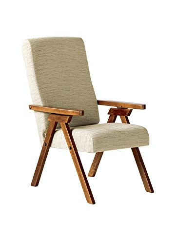 Sessel aus Holz Fiammta ESSEGI SRL Relax mit Liegefunktion Stoff Beige abziehbar