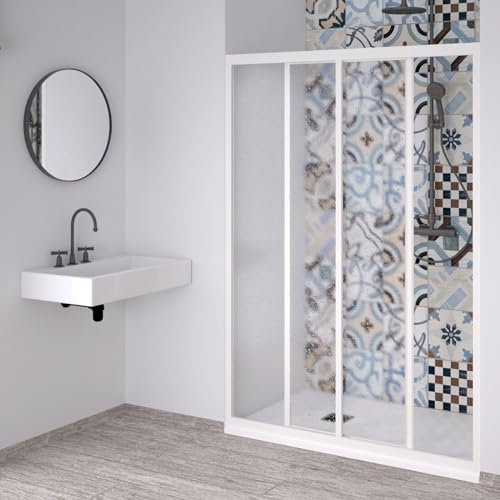 Decorspace - Cabina de ducha tipo nicho Acril de acrílico con perfiles de PVC, apertura lateral reducible, Made in Italy (120 x h 190 cm)