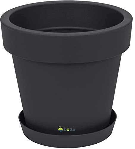 botle Blumentopf Übertopf inkl. Untersetzer Blumenkübel 40 cm x 36,1 cm anthrazit Pflanzkübel Pflanztopf Kunststoff