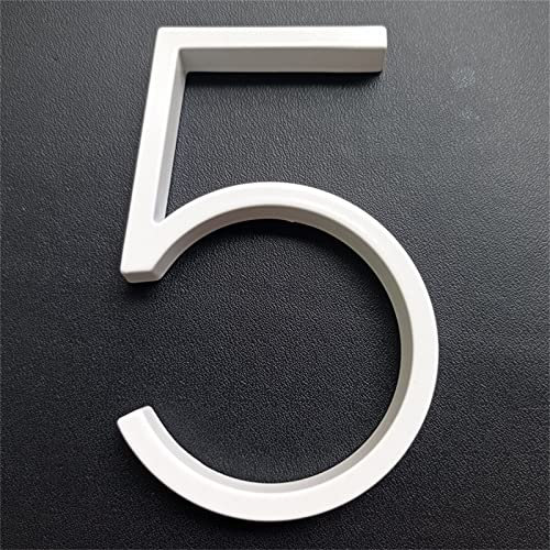 Targhetta con numeri 3D galleggianti per casa, 12,7 cm, bianca, moderna, in lega di zinco, con montaggio a vite, per esterni digitali da esterno, cortile, cassetta postale, targa in metallo #0-9
