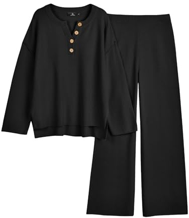 LILLUSORY Lounge Sets Womens Two 2 Piece Matching 2025 Fall Fashion Must Have Comfy Airport Outfits Clothes Clothing Trendy Knit Sweater Loungewear Travel Sweatsuit Sweat Suit Sets