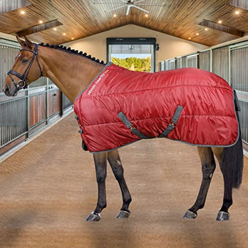 Horses, Couverture de Box Essential 300gr, Couverture de Bonne Facture, Utile pour Protéger Le Cheval des Variations de Température, de la Pluie et des Insectes (120cm, Rouge)
