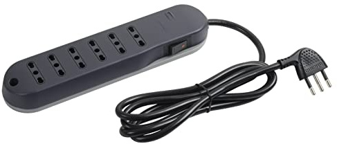 BTICINO Ciabatta Multipresa Elettrica Slim 6 Posti Bipasso 10/16A, Ciabatta Elettrica con Interruttore e Cavo di 1,5m Spina 10A, Salvaspazio, Robusta e Sicura, Ideale per Casa e Ufficio, Nero