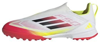 Adidas Unisex-Kids F50 League Laceless Turf Soccer, White/Black/Solar Yellow, 11