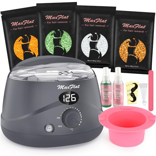 Waxing Set, Wachswärmer Wachs Haarentfernung Wax Maschine Wachswärmer mit Wachszubehör Brasilianisches Wachs für Den Ganzen Körper (Dunkelgrau)