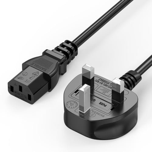 Monitor Power Cable Lead, Mellbree UK 3 Pin C13 Keetle Lead Compatible with Samsung, Dell, Sony, HP, LED LCD Smart TV Monitor, TV, Printer, PC, etc. 1.5M