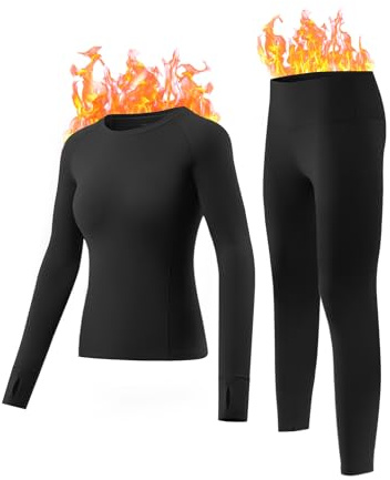 gagli Thermounterwäsche Damen Winter, Atmungsaktiv Funktionswäsche Damen, Warme Unterwäsche mit Innenfleece