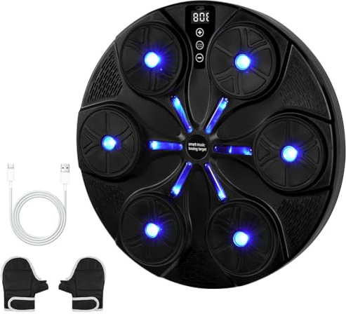 HOTUT Macchina da Boxe Musicale, Music Boxing Machine Adulti Intelligente con Bluetooth e Guanti da Boxe, 8 modalità di velocità Macchina da Box Musical Pugile, per Bambini e Adulti per Casa Interni