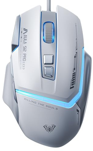 Aula S12 Pro 12800 DPI 8 Keys Macrol Wired Optical Gaming Mouse White