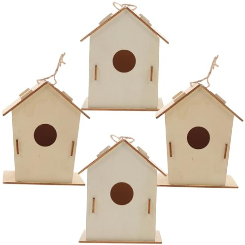 Beaupretty 4 pezzi Kit Casette Uccelli in Legno da Dipingere per Fai da Te Creativo per Esterno Decorazioni Artigianali e Gioco Educativo di Pittura e Costruzione