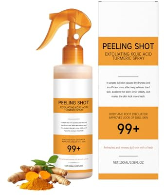 Spray Peel Shot Keratin Care con acido kojico e curcuma, esfoliante schiarente, idratante e levigante, cura delicata per il corpo, niacinamide per viso e corpo, tutti i tipi di pelle (1 PCS)