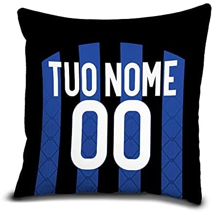 quickgadget Idea Arredo Casa Regalo Cuscino Sport Calcio personalizzato con nome e numero per tifoso Inter Interista