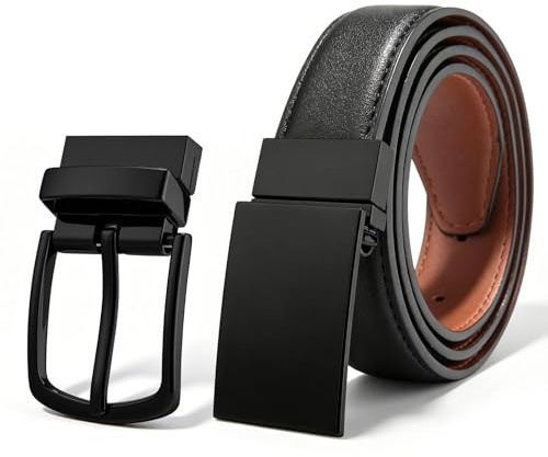 Secroma 2-in-1 Ceinture Enfant Garçon - Cuir PU avec 2 Boucles Métalliques Réglables Convient aux Enfants de 6-12 Ans