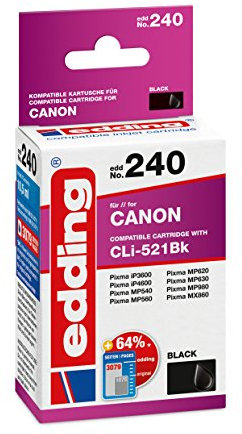 edding Druckerpatrone EDD-240 - Einzelpatrone - Foto-Schwarz - 10,5 ml - Reichweite 690 Seiten - Ersetzt Canon CLI-521BK