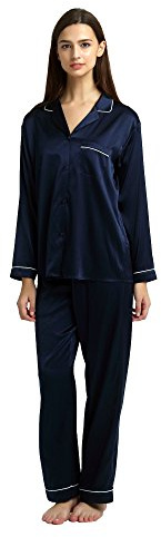 Jasmine Silk Ladies' Pure Silk Pyjamas Set Navy (M(12-14))
