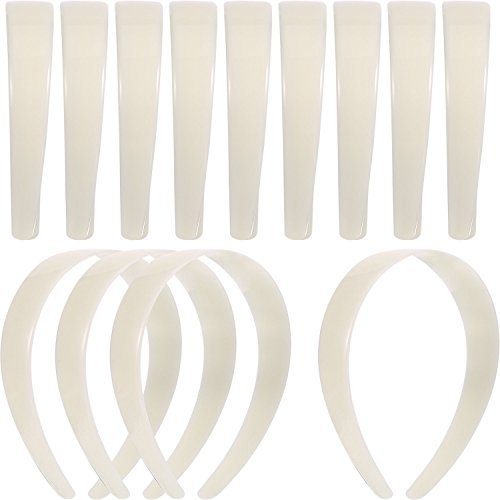 White Craft - Fasce per capelli in plastica, 2,5 cm, tinta unita, senza denti, per fai da te (20 pezzi)