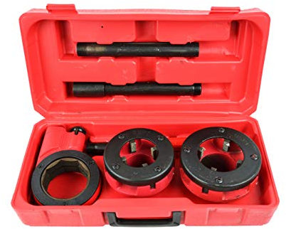 BSD Juego de Terrajas de Carraca para Tuberías, Juego de Terrajas de Roscar para Tubo - 3 piezas - 3/2” y 2”