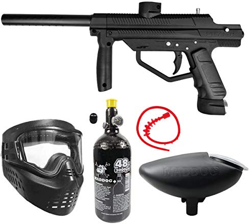 Maddog JT Stealth Paintball Gun Marker and Accessory Starter Package [HPA] | Bronze Kit - Marker, 48ci/3000psi Compressed Air Tank, Mask, Hopper